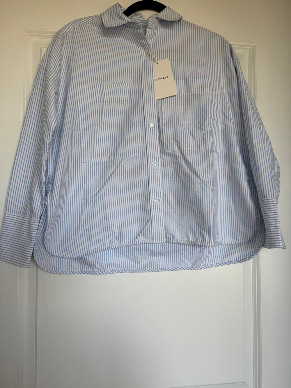 NWT! | EVERLANE Women’s The Boxy Oxford in White / Blue Stripe | Size XXS - Picture 7 of 16